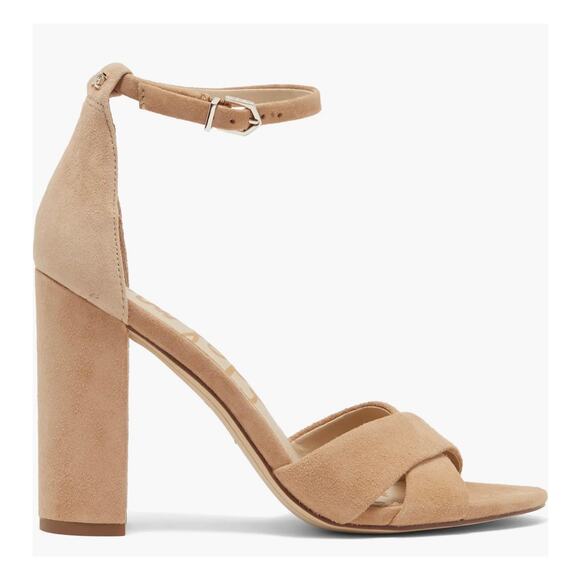 Sam Edelman Golden Caramel Suede Yancy Block Heel Sandal 10 M New - Picture 2 of 13